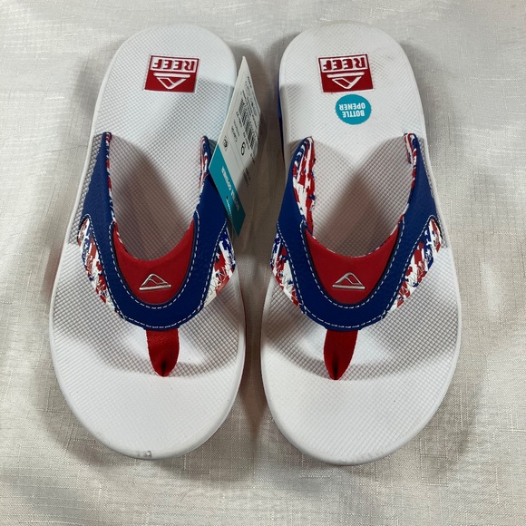 NWT Reef Fanning Men\'s Flip Flop With Bottle Opener, Patriotic Size 9 main image 6